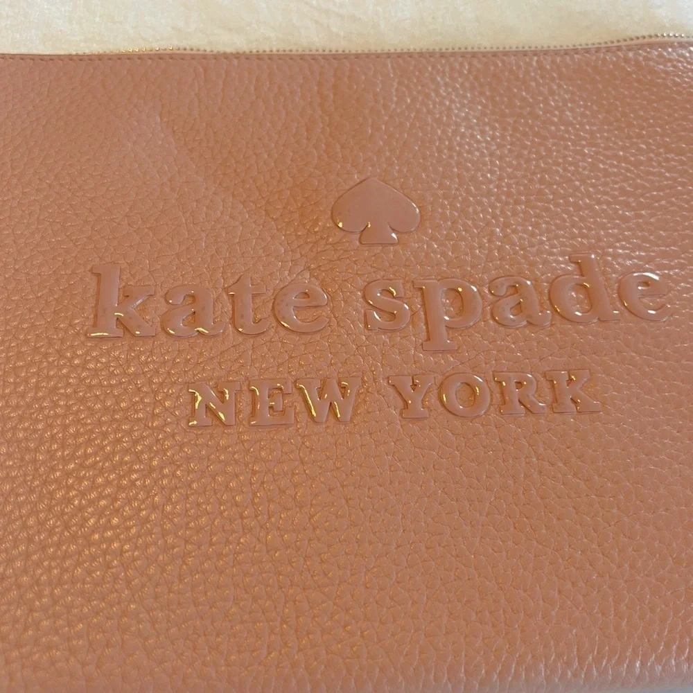 Kate spade ♠️ large tassel pouch logo rose pink - Picture 3 of 9